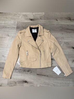 BELLE & BLOOM Leather Moto Jacket with Asymmetric Zip